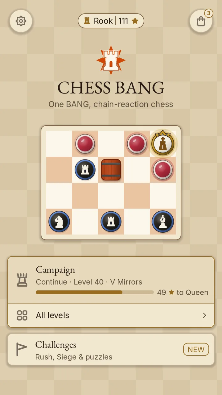 Chess Bang home screen