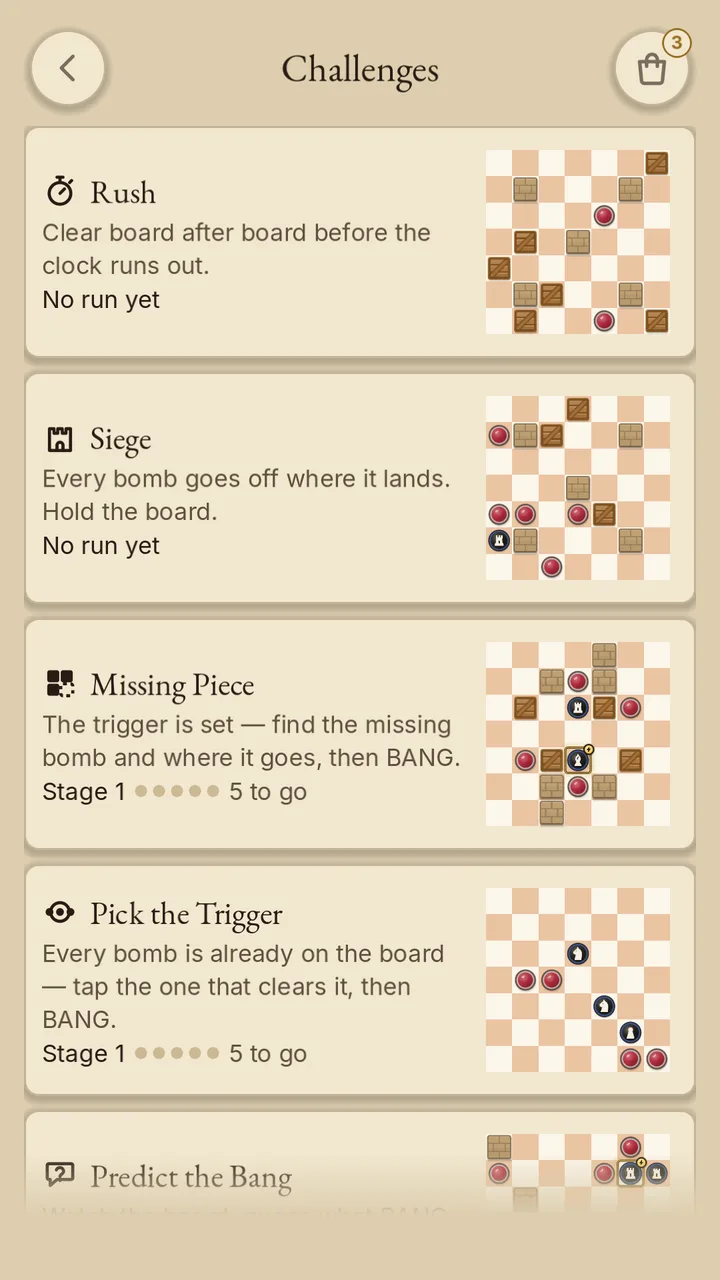 Chess Bang challenge modes